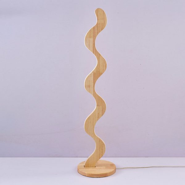 Contemporary Creative Oak & Acrylic Wavy LED Standing Floor Lamp For Living Room And Bedroom - Image 14