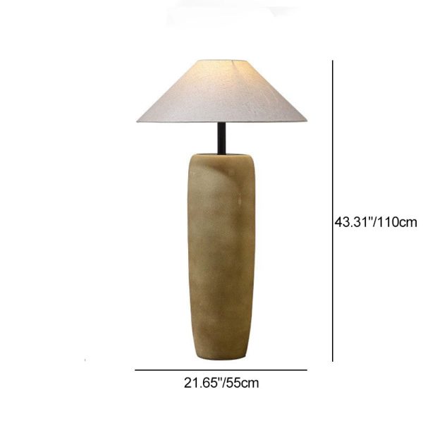 Traditional Japanese Ceramic & Fabric Jar-Shaped 1-Light Standing Floor Lamp For Living Room - Image 6