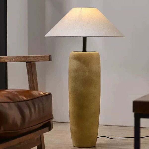 Traditional Japanese Ceramic & Fabric Jar-Shaped 1-Light Standing Floor Lamp For Living Room - Image 10