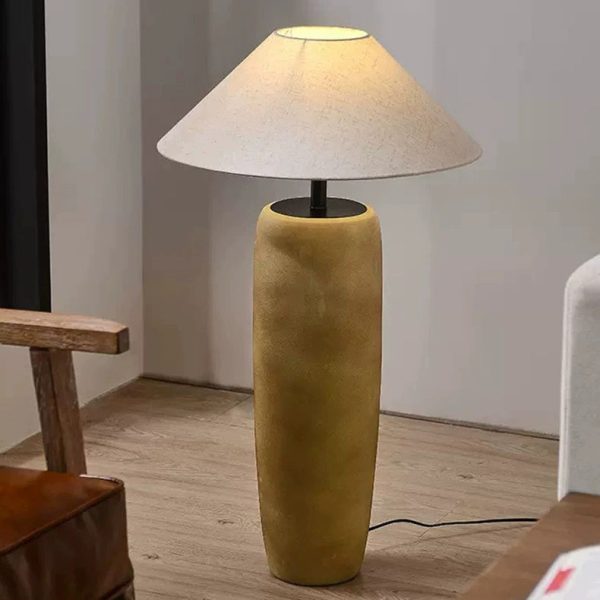 Traditional Japanese Ceramic & Fabric Jar-Shaped 1-Light Standing Floor Lamp For Living Room - Image 2