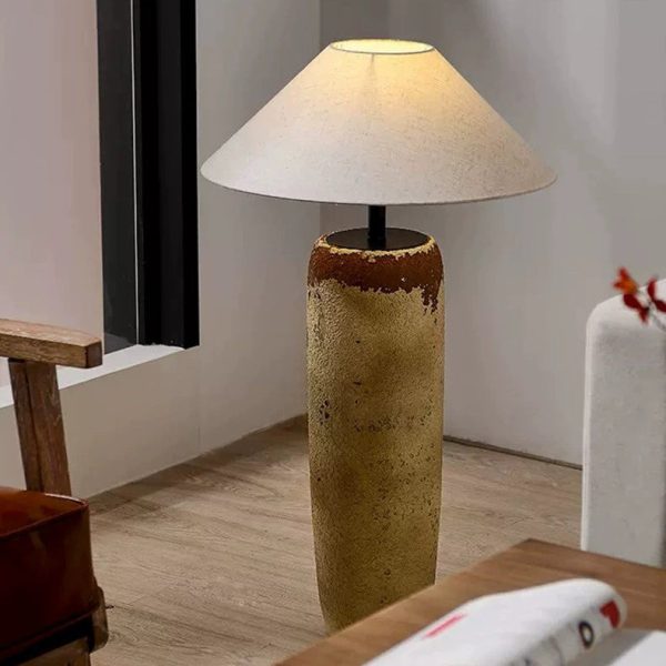 Traditional Japanese Ceramic & Fabric Jar-Shaped 1-Light Standing Floor Lamp For Living Room - Image 3