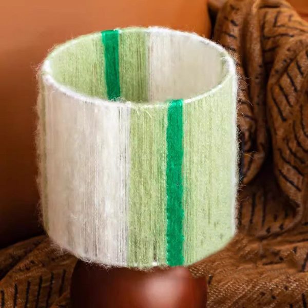 Traditional French Oak And Mohair Weaving Round Sphere Cylinder 1-Light Table Lamp For Bedroom - Image 10