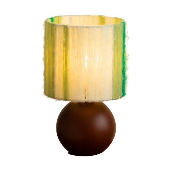 Traditional French Oak And Mohair Weaving Round Sphere Cylinder 1-Light Table Lamp For Bedroom - Image 13