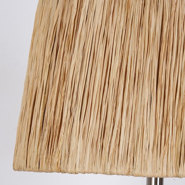 Traditional Rustic Ceramic & Raffia Grid Pattern Jar-Shaped 1-Light Table Lamp For Bedroom & Living Room - Image 9