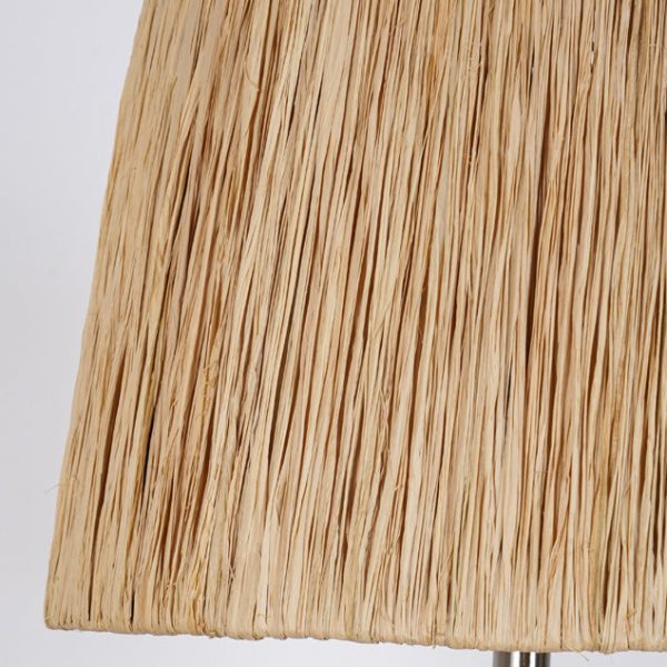 Traditional Rustic Ceramic & Raffia Grid Pattern Jar-Shaped 1-Light Table Lamp For Bedroom & Living Room - Image 7