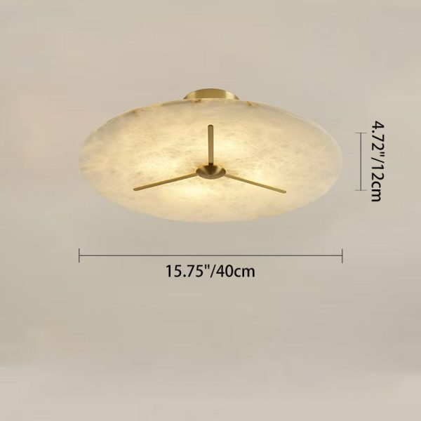 Modern Mid-Century Copper & Alabaster Clock-Inspired Round 3/4/5/6-Light Semi-Flush Mount Ceiling Light For Bedroom And Hallway - Image 7