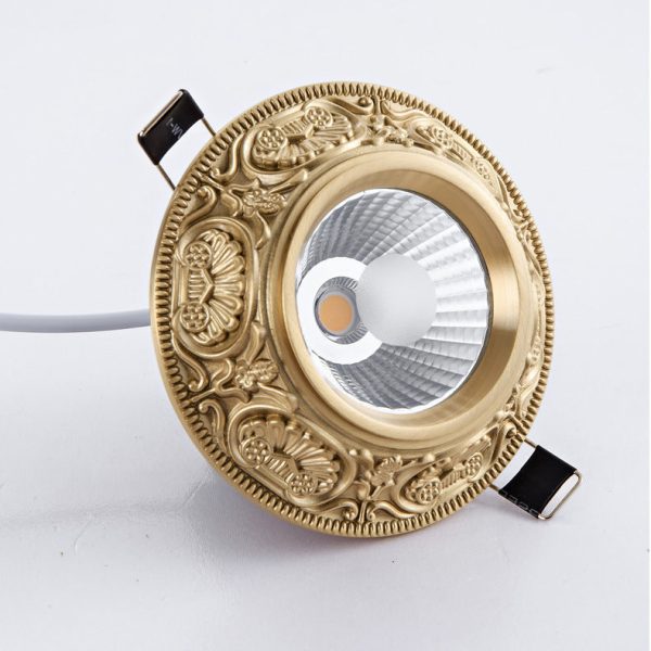 Traditional European Brass Aluminum Round Carved Spotlight LED Flush Mount Ceiling Light For Hallway And Living Room - Image 11