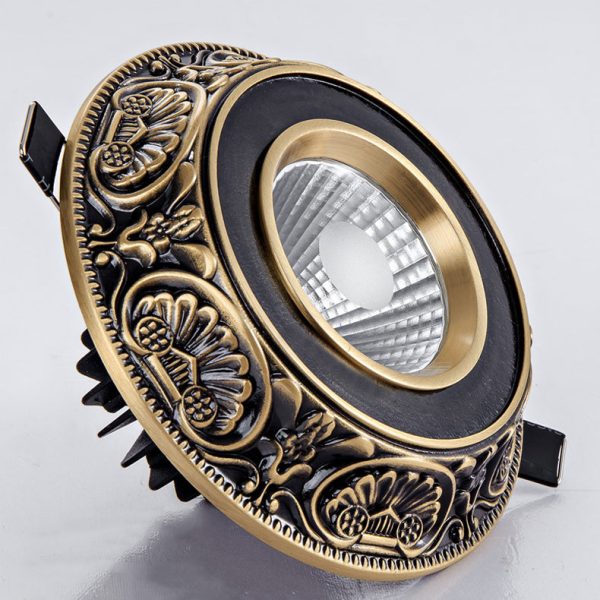 Traditional European Brass Aluminum Round Carved Spotlight LED Flush Mount Ceiling Light For Hallway And Living Room - Image 10