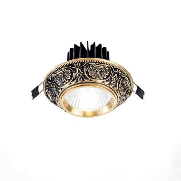 Traditional European Brass Aluminum Round Carved Spotlight LED Flush Mount Ceiling Light For Hallway And Living Room - Image 19