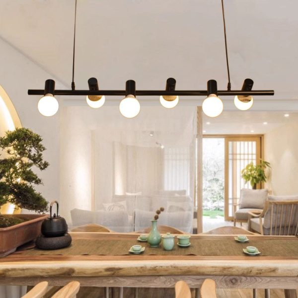 Contemporary Industrial Iron Linear Bulb 6/8/10-Light Chandelier Island Light For Dining Room - Image 13
