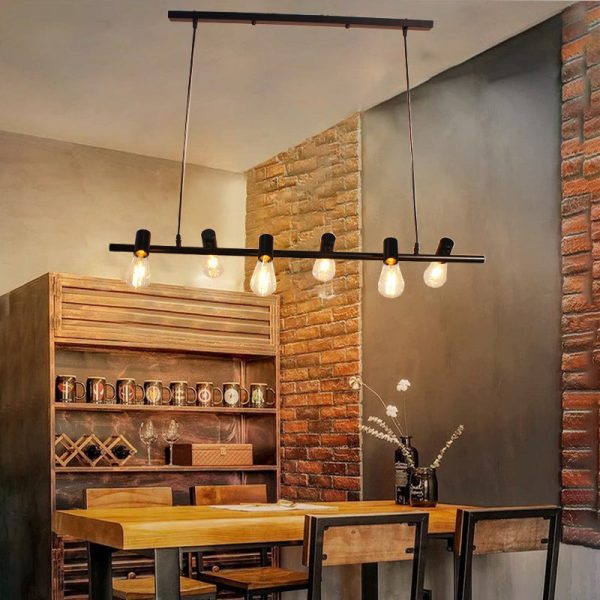 Contemporary Industrial Iron Linear Bulb 6/8/10-Light Chandelier Island Light For Dining Room - Image 5