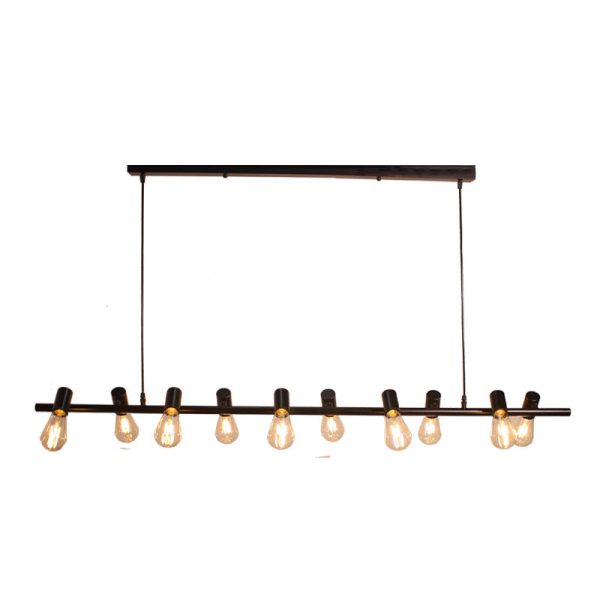 Contemporary Industrial Iron Linear Bulb 6/8/10-Light Chandelier Island Light For Dining Room - Image 14
