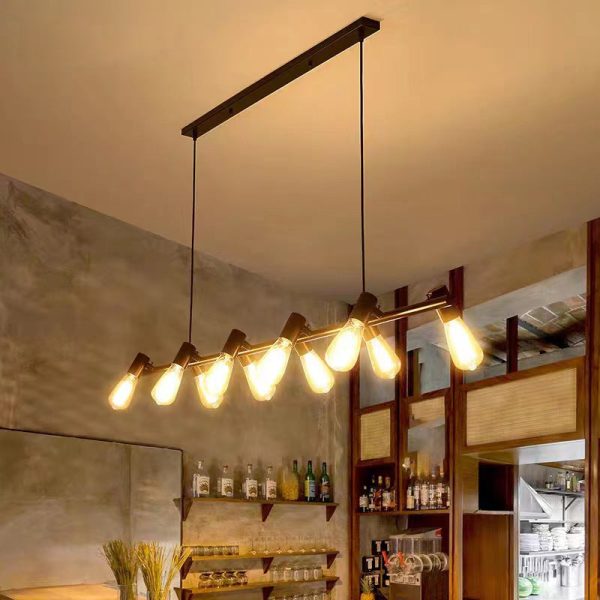 Contemporary Industrial Iron Linear Bulb 6/8/10-Light Chandelier Island Light For Dining Room - Image 2