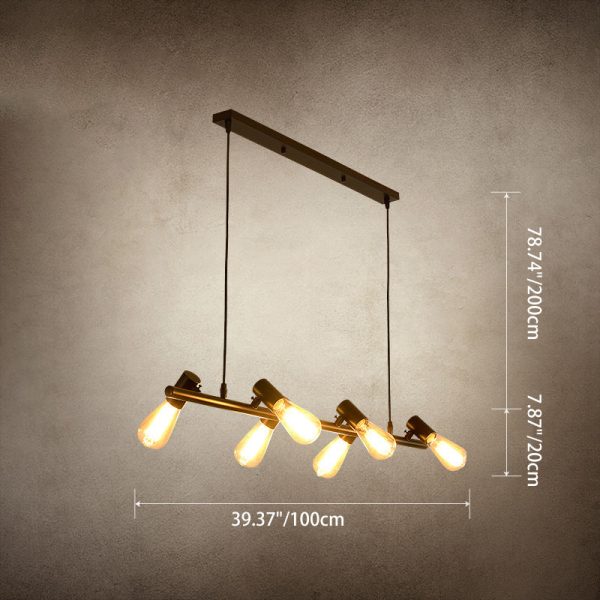 Contemporary Industrial Iron Linear Bulb 6/8/10-Light Chandelier Island Light For Dining Room - Image 7