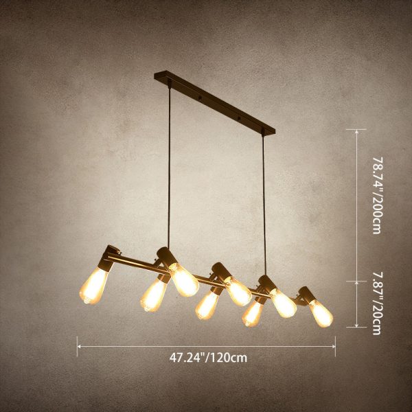 Contemporary Industrial Iron Linear Bulb 6/8/10-Light Chandelier Island Light For Dining Room - Image 8