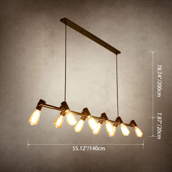 Contemporary Industrial Iron Linear Bulb 6/8/10-Light Chandelier Island Light For Dining Room - Image 9