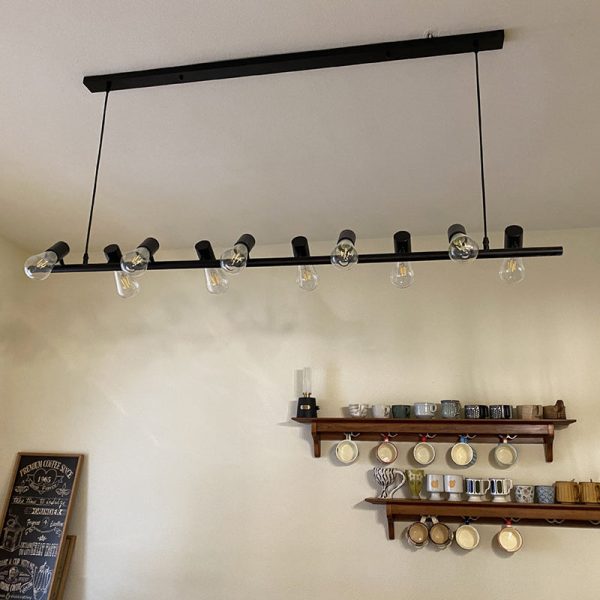 Contemporary Industrial Iron Linear Bulb 6/8/10-Light Chandelier Island Light For Dining Room - Image 12
