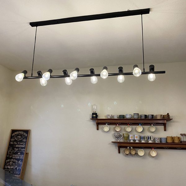 Contemporary Industrial Iron Linear Bulb 6/8/10-Light Chandelier Island Light For Dining Room - Image 11