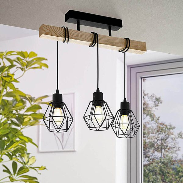 Contemporary Industrial Wood And Iron Grenade Linear 3/4/6-Light Chandelier Island Light For Dining Room - Image 2