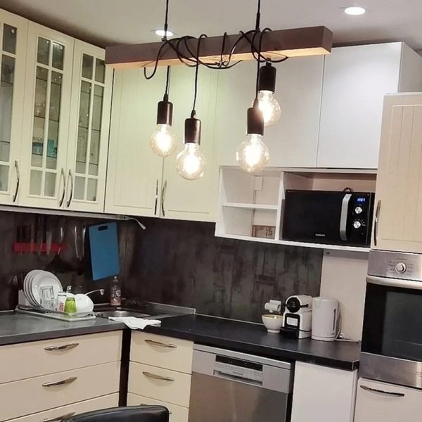 Contemporary Industrial Wood And Iron Grenade Linear 3/4/6-Light Chandelier Island Light For Dining Room - Image 21