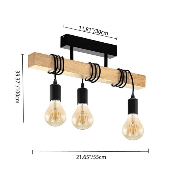 Contemporary Industrial Wood And Iron Grenade Linear 3/4/6-Light Chandelier Island Light For Dining Room - Image 8