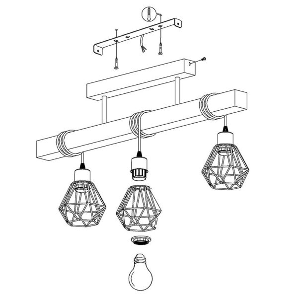 Contemporary Industrial Wood And Iron Grenade Linear 3/4/6-Light Chandelier Island Light For Dining Room - Image 16