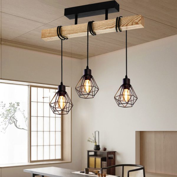 Contemporary Industrial Wood And Iron Grenade Linear 3/4/6-Light Chandelier Island Light For Dining Room - Image 18