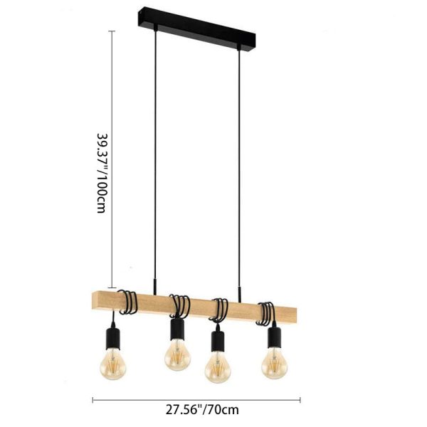 Contemporary Industrial Wood And Iron Grenade Linear 3/4/6-Light Chandelier Island Light For Dining Room - Image 10