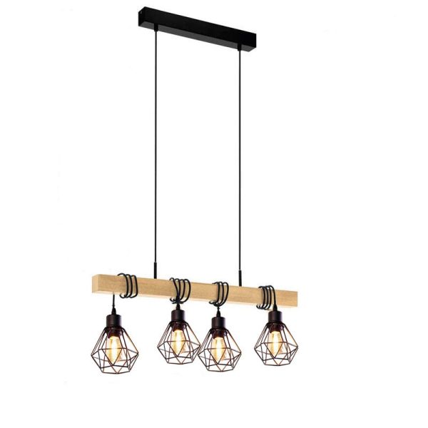 Contemporary Industrial Wood And Iron Grenade Linear 3/4/6-Light Chandelier Island Light For Dining Room - Image 29