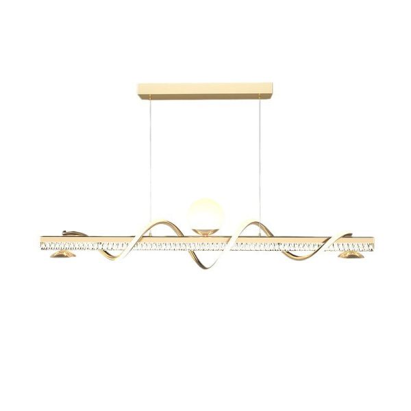 Modern Luxury Iron And Acrylic Wave Globe LED Chandelier Island Light For Dining Room - Image 14