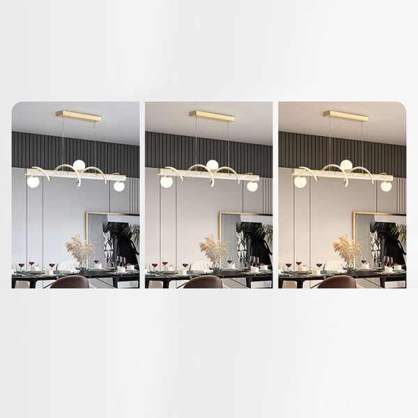 Modern Luxury Iron And Acrylic Wave Globe LED Chandelier Island Light For Dining Room - Image 8