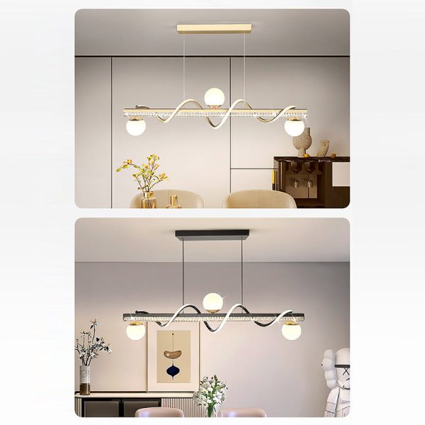 Modern Luxury Iron And Acrylic Wave Globe LED Chandelier Island Light For Dining Room - Image 9