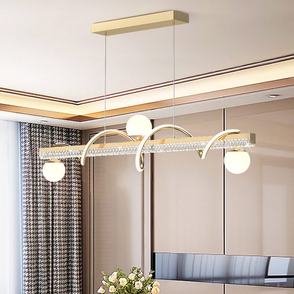 Modern Luxury Iron And Acrylic Wave Globe LED Chandelier Island Light For Dining Room - Image 10