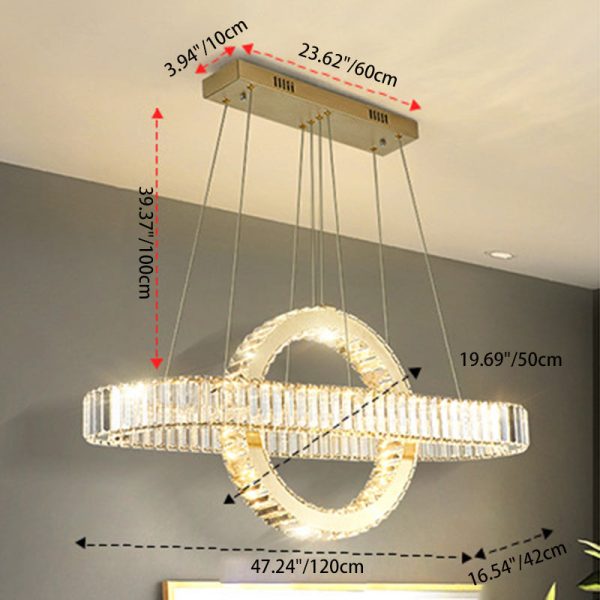 Modern Luxury Stainless Steel Crystal Oval Circle LED Chandelier For Dining Room And Living Room - Image 8