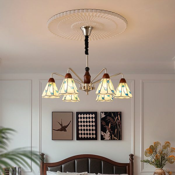 Contemporary Coastal Iron Wood Glass Cone 6/8-Light Chandelier For Living Room And Bedroom - Image 3