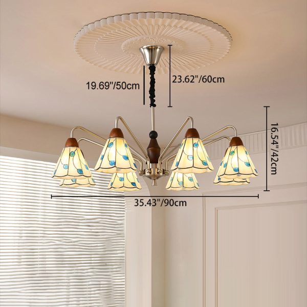 Contemporary Coastal Iron Wood Glass Cone 6/8-Light Chandelier For Living Room And Bedroom - Image 7