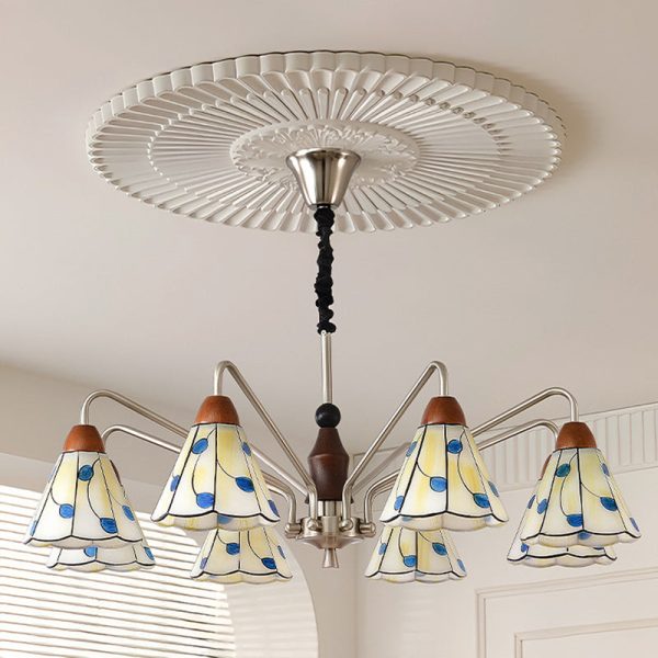 Contemporary Coastal Iron Wood Glass Cone 6/8-Light Chandelier For Living Room And Bedroom - Image 5