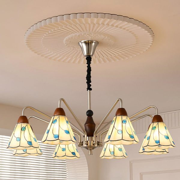 Contemporary Coastal Iron Wood Glass Cone 6/8-Light Chandelier For Living Room And Bedroom - Image 4