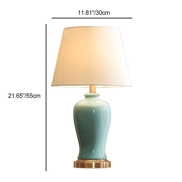 Contemporary Nordic Ceramic Fabric Elliptical Base 1-Light Table Lamp For Bedroom And Living Room - Image 4