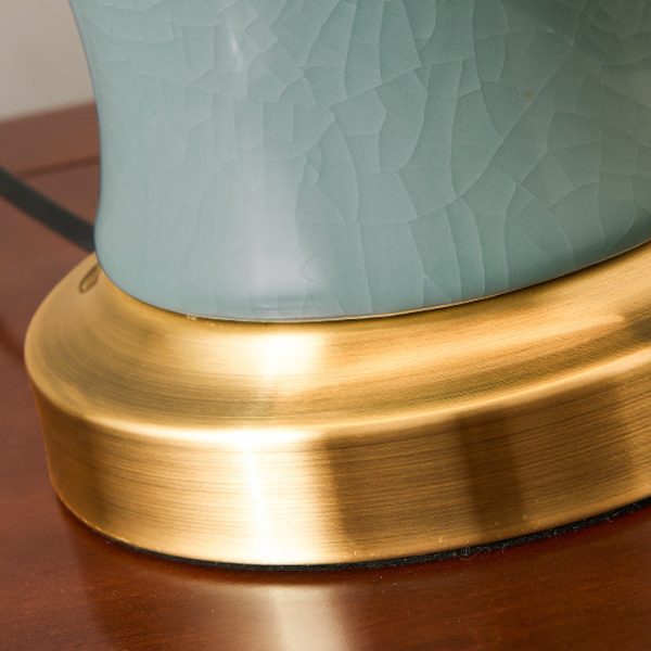Contemporary Nordic Ceramic Fabric Elliptical Base 1-Light Table Lamp For Bedroom And Living Room - Image 6