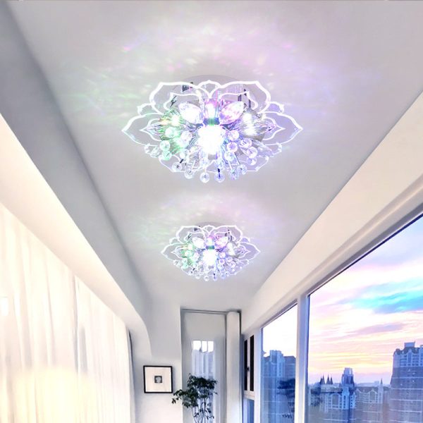 Modern Simplicity Crystal Acrylic Flower LED Flush Mount Ceiling Light For Hallways - Image 8