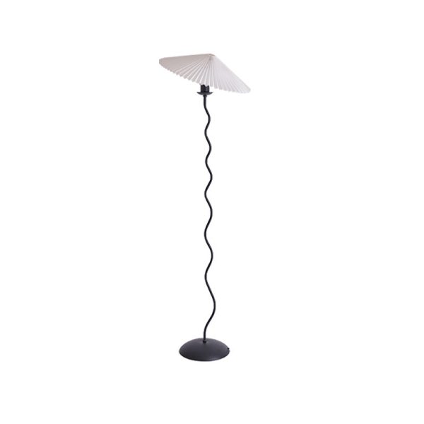 Traditional Japanese Fabric Iron Umbrella 1-Light Standing Floor Lamp For Living Room - Image 18
