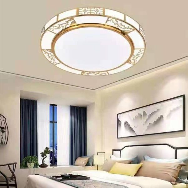 Traditional Chinese Round Plum Blossom Acrylic Aluminum LED Flush Mount Ceiling Light For Living Room - Image 10
