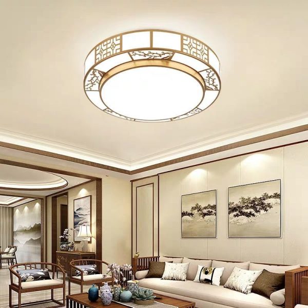 Traditional Chinese Round Plum Blossom Acrylic Aluminum LED Flush Mount Ceiling Light For Living Room - Image 8