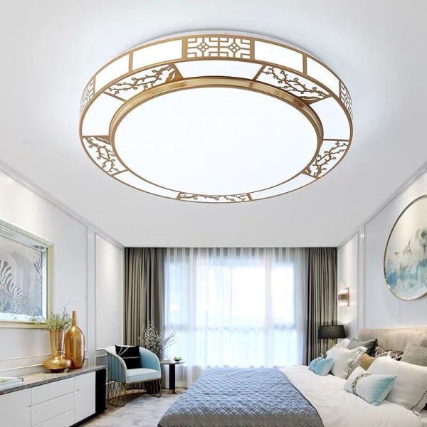 Traditional Chinese Round Plum Blossom Acrylic Aluminum LED Flush Mount Ceiling Light For Living Room - Image 11