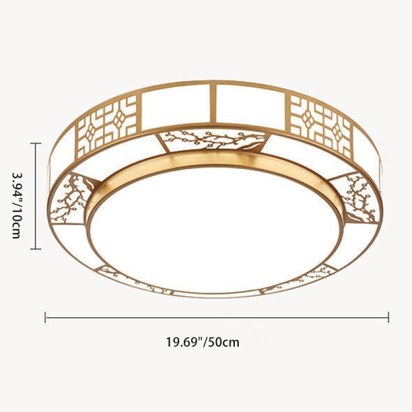 Traditional Chinese Round Plum Blossom Acrylic Aluminum LED Flush Mount Ceiling Light For Living Room - Image 5