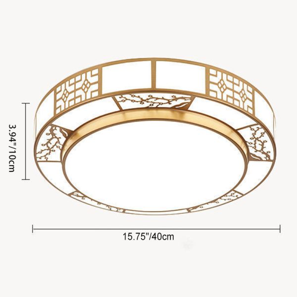 Traditional Chinese Round Plum Blossom Acrylic Aluminum LED Flush Mount Ceiling Light For Living Room - Image 4