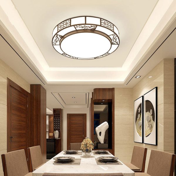 Traditional Chinese Round Plum Blossom Acrylic Aluminum LED Flush Mount Ceiling Light For Living Room - Image 2