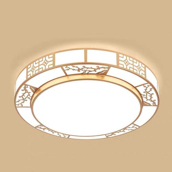 Traditional Chinese Round Plum Blossom Acrylic Aluminum LED Flush Mount Ceiling Light For Living Room - Image 12