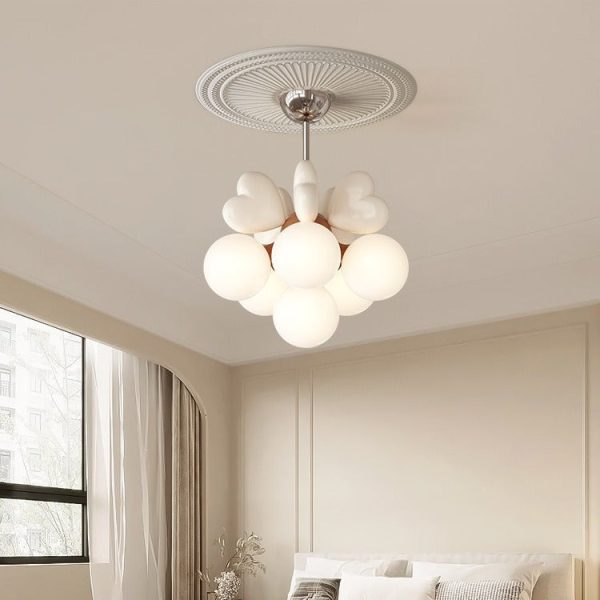 Contemporary Nordic Cream Heart Shape Resin Hardware PE 4/6 - Light Chandelier For Living Room - Image 9